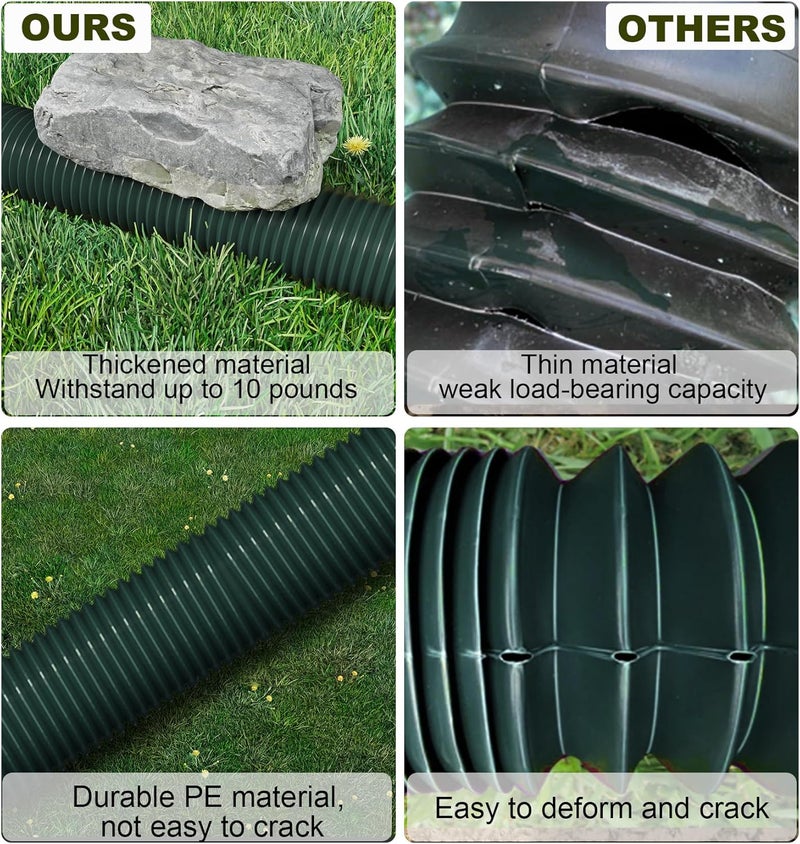 Ogutter Rain Gutter Downspout Extensions, Downspout Extender for Rainwater Drainage Flexible, Down Spout Drain Extension Pipe and Extendable from 21 to 66 Inches (3 Pack, Green) - Image 2